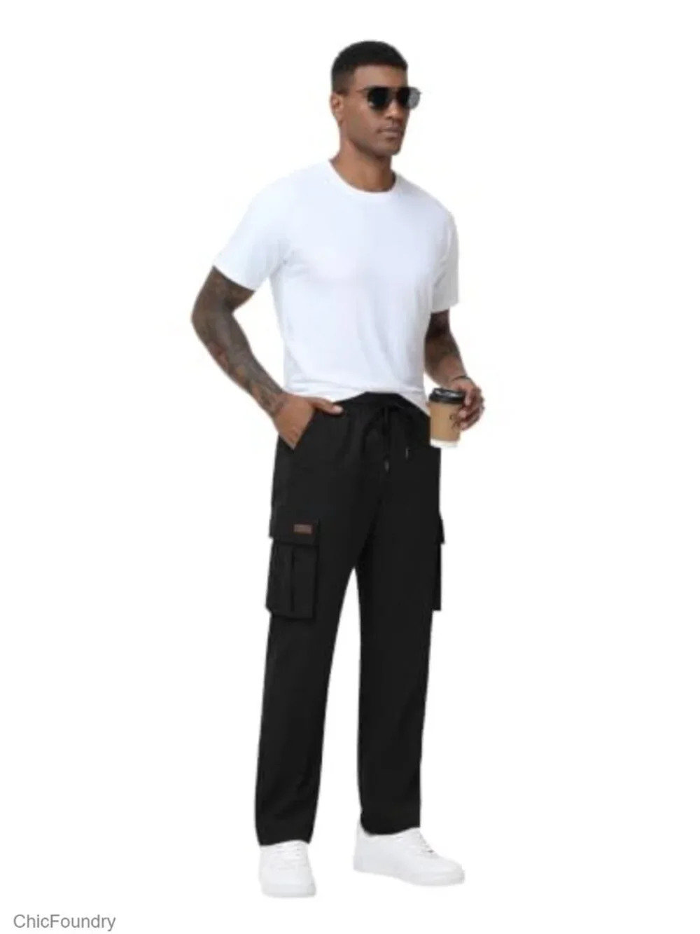 Men's Cargo Pants Drawstring Elastic Waist Multi Pockets Lightweight Joggers